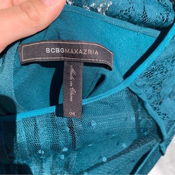 BCBGMaxazria Julya Teal Green Dress Special Occasion Lace Cocktail Sz 6 - Picture 6 of 12